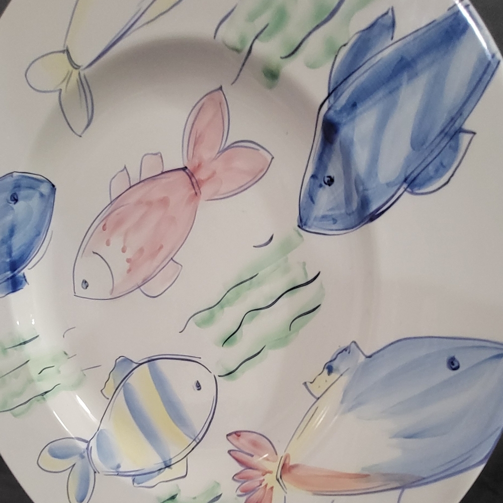 Eddie Bauer Vibrant Fish Design Ceramic Plate